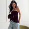 Women's Halterneck Backless Camisole | Modal Slit Top Brown - Meifu Market