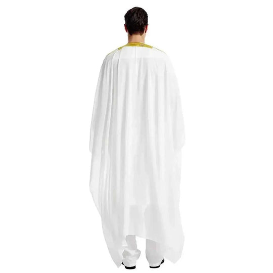 long sleeve chiffon robe | embroidered mens arabic robe | golden ball tassel details | energy saving