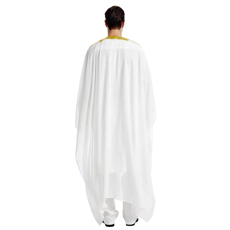 long sleeve chiffon robe | embroidered mens arabic robe | golden ball tassel details | energy saving