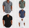 Men's Solid Color Loose Linen Short-sleeved T-shirt White - available style options