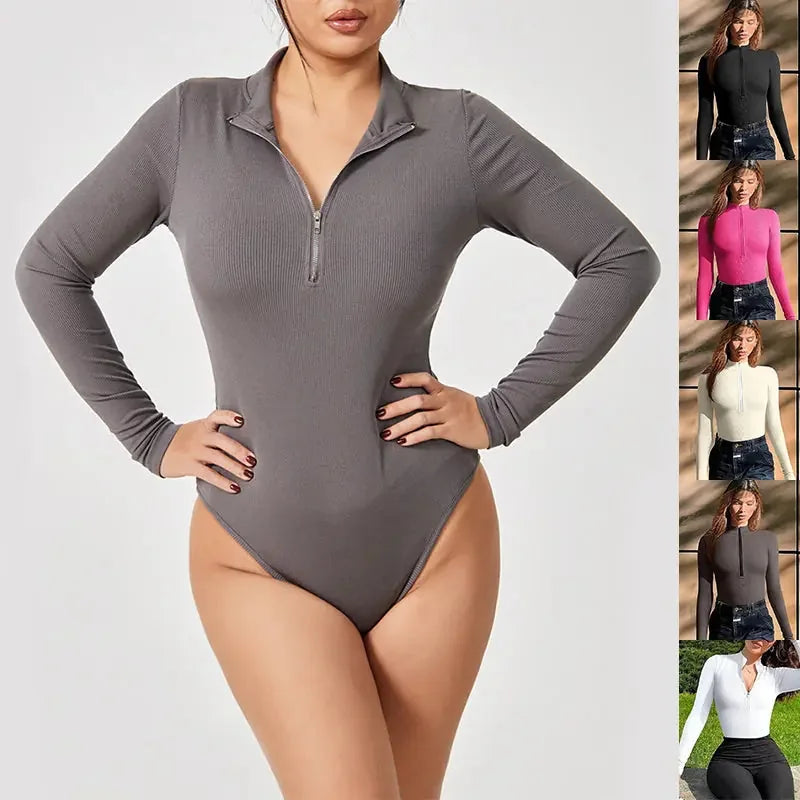seamless shapewear jumpsuit | long sleeve bodysuit for women | slimming romper with zipper | ultrasonic cleaning