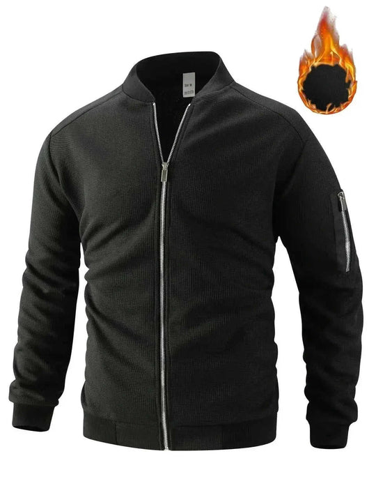 thickened waffle knit cardigan | mens zipper cardigan jacket | stand collar winter coat | energy saving
