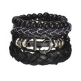 braided leather bracelet for men | vintage charm wood beads | adjustable wrap wristband | energy saving