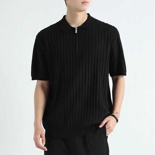 Ice Silk Quick-drying Men's Casual T-shirt Black - ice silk quick drying men's casual pants front display