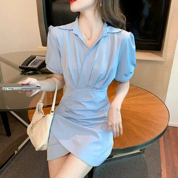 stretchable polyester fabric | slim fit skirt shirt | office to evening wear | energy saving