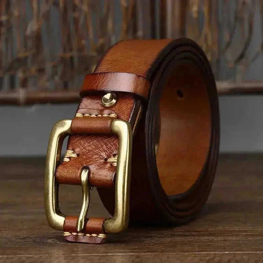 cowhide leather belt | solid brass buckle | adjustable belt for men | ultrasonic cleaning