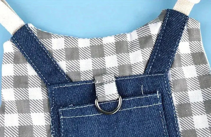 durable canvas rabbit harness | plaid denim pet leash | small animal traction rope | energy saving