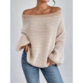 Women's Off-neck Shoulder-baring Sweater Contrast Color Meifu Market