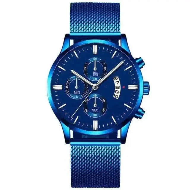 stainless-steel mesh band | 40mm case diameter | sapphire crystal glass | ultrasonic cleaning