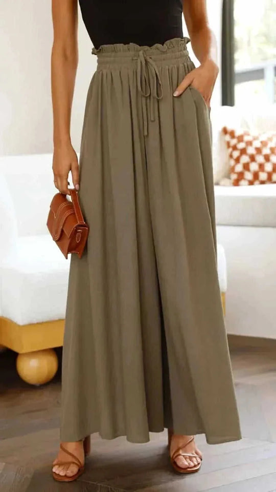 high-waisted wide leg pants | soft cotton blend fabric | elastic waistband sweatpants | ultrasonic cleaning