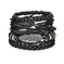 braided leather bracelet for men | vintage charm wood beads | adjustable wrap wristband | energy saving