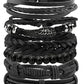 vintage leather bracelet for men | woven leather bracelet set | punk style charm bracelet | ultrasonic cleaning