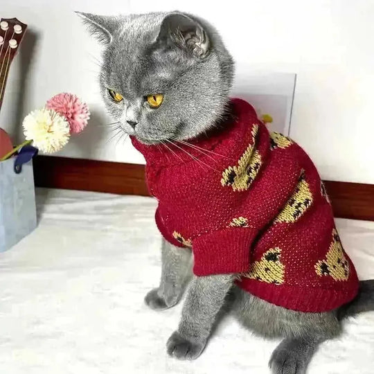 Adorable Cartoon Bear Pet Hoodie - Soft, Cozy, and Festive Christmas Sweater for Cats and Dogs - Keep Your Pet Warm and...