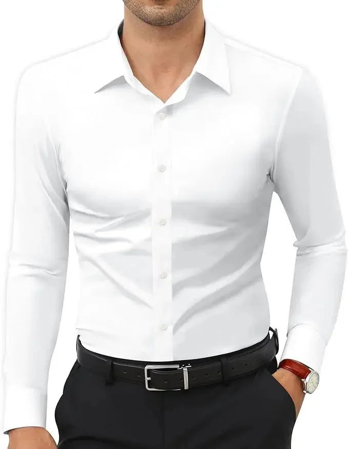 stretch-fit long sleeve shirt | moisture-wicking work shirt | wrinkle-resistant office shirt | energy saving