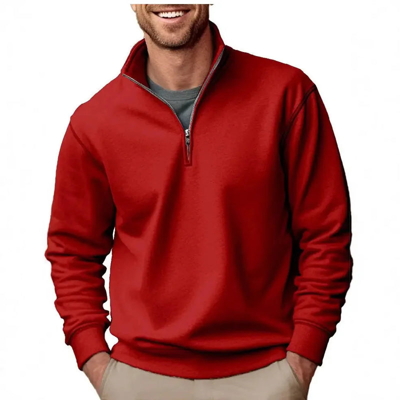 velvet stand collar sweater | zipper front closure | solid color menswear | ultrasonic cleaning