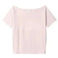 loose oblique shoulder top | short sleeve womens blouse | breathable cotton fabric | energy saving