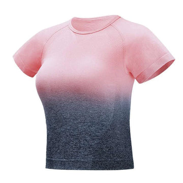 seamless crop top | gradient button shirt | short sleeve blouse | energy saving