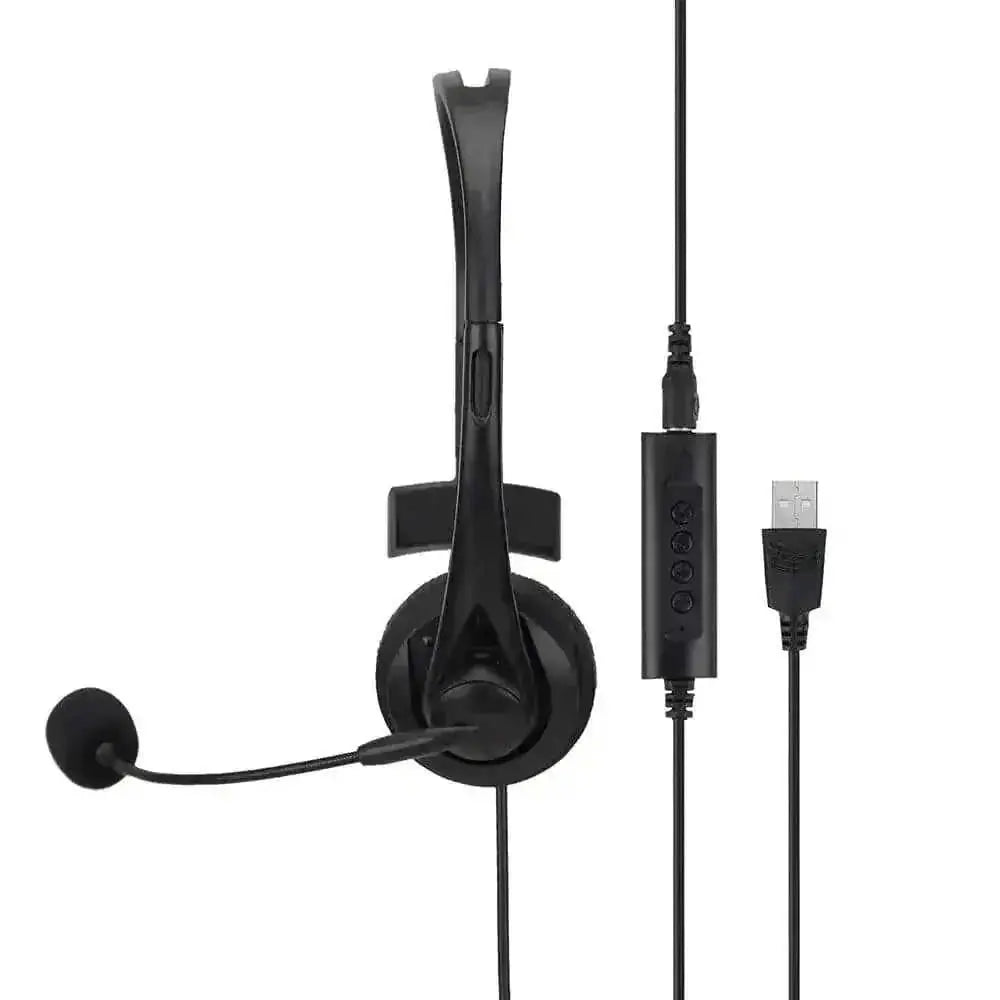 Microphone Volume Control Mute Cancelling Office PC Headphones 3.5mm And USB - color variant display