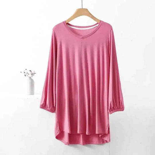 modal fabric pajamas | plus size loose fit sleepwear | long sleeve nightwear for women | ultrasonic cleaning