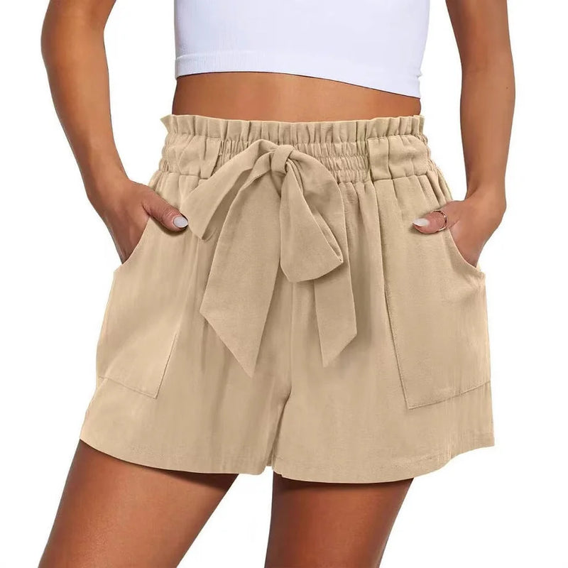 elastic waist shorts for women | drawstring casual shorts | summer solid color shorts | ultrasonic cleaning