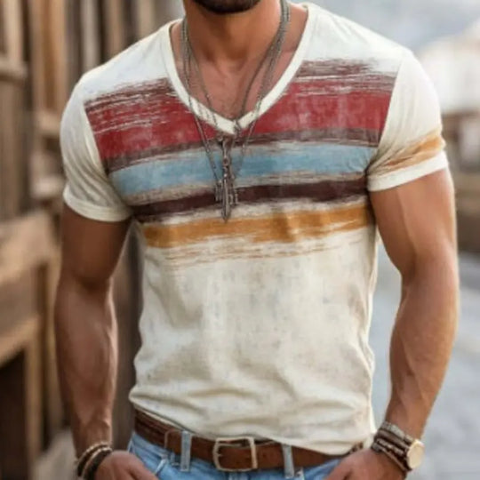 Mens 3D Digital-Print Short-Sleeve T-Shirt L - on sale men muscle 3d print t-shirt summer short sleeve front display