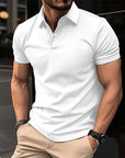 Summer Short Sleeve Polo Shirt Men Solid Color Button Lapel Button Top Meifu Market