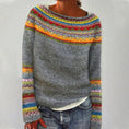 Women's Fashion Round Neck Multicolor Loose Leisure Pullover Knitwear Sweater Meifu Market