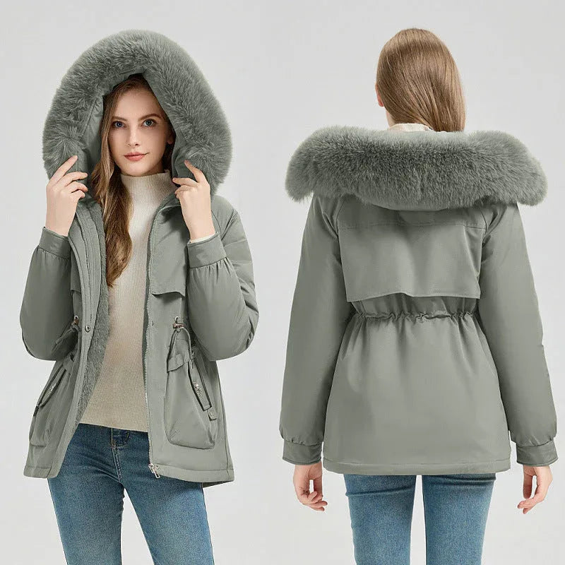 Waist Trimming Short Hooded New Big Fur Collar Coat Women's Clothing Meifu Market