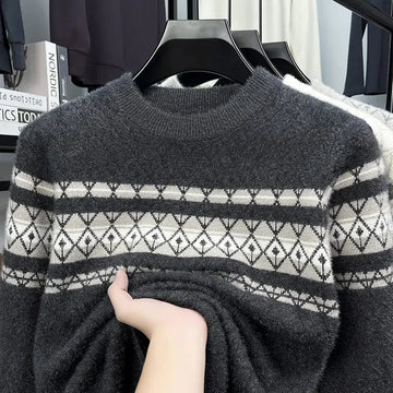Fashion New Round Neck Pullover Mink Knitted Sweater Men