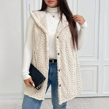 Double-sided Plush Casual Hooded Cardigan Top