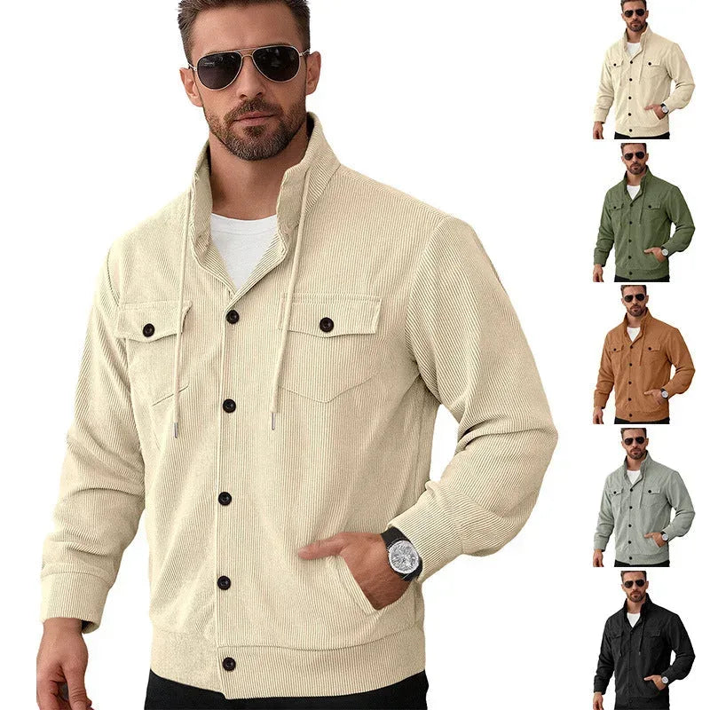 corduroy jacket for men | cotton blend material | casual outerwear jacket | energy saving