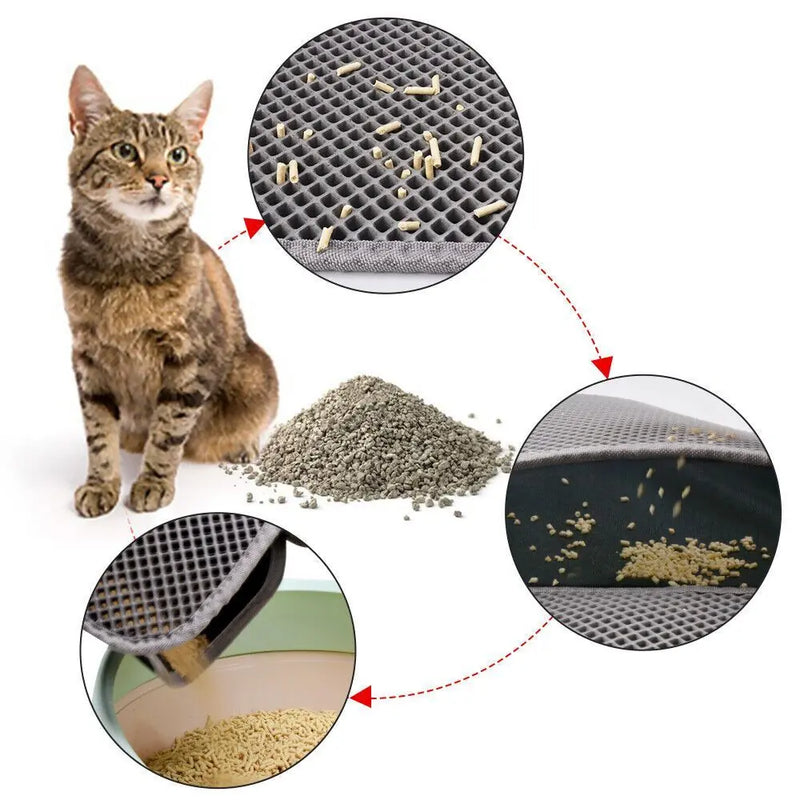 Kitty Cat Litter Mat Trapping Honeycomb Double Layer Design Waterproof Double Layer EVA Cat Litter Pad Waterproof Non-slip Sand Basin Filter Kitten Dog Washable Mattress Meifu Market