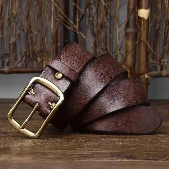vintage distressed leather belt | brass buckle belt for men | genuine cowhide leather belt | ultrasonic cleaning