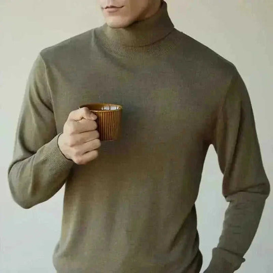 merino wool blend turtleneck | thermal knit pullover men | winter sweater for men | energy saving