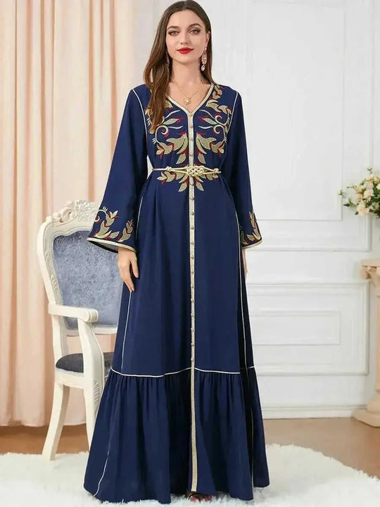 embroidered maxi dress | breathable cotton fabric | long sleeve midi dress | ultrasonic cleaning