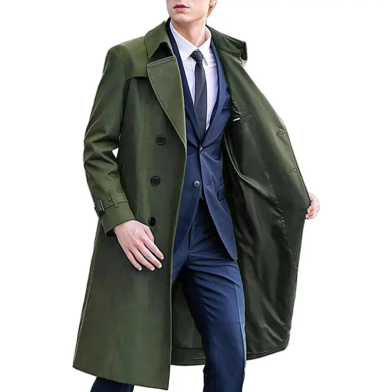 waterproof trench coat | wool blend overcoat | knee length mens coat | energy saving