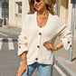 Fashion V-neck Knitted Cardigan Loose Sweater Long Sleeve Pocket Top Meifu Market