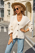 Fashion V-neck Knitted Cardigan Loose Sweater Long Sleeve Pocket Top Meifu Market