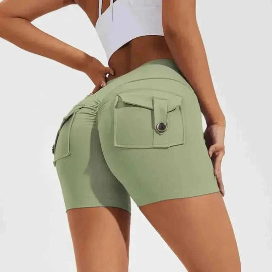high-waisted compression shorts | quick-dry nylon fabric | 4-way stretch material | energy saving