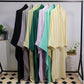 solid color abaya set | lightweight cotton robe | long sleeve maxi dress | ultrasonic cleaning