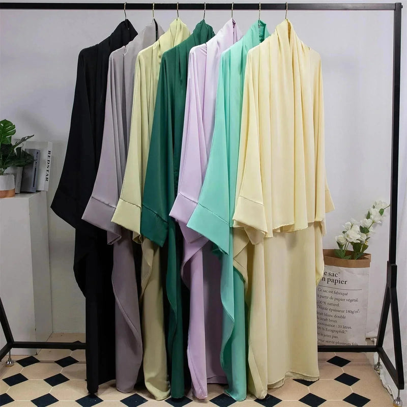solid color abaya set | lightweight cotton robe | long sleeve maxi dress | ultrasonic cleaning