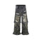 Camouflage Stitching Micro-pull Wide Leg Ripped Ripped Jeans - Meifu Market