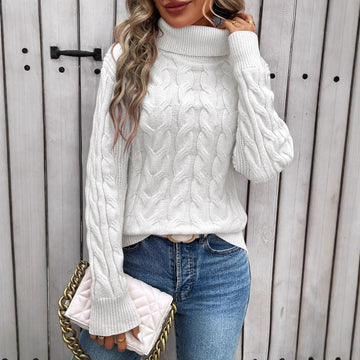 Women's Cable-knit Turtleneck Sweater Meifu Market