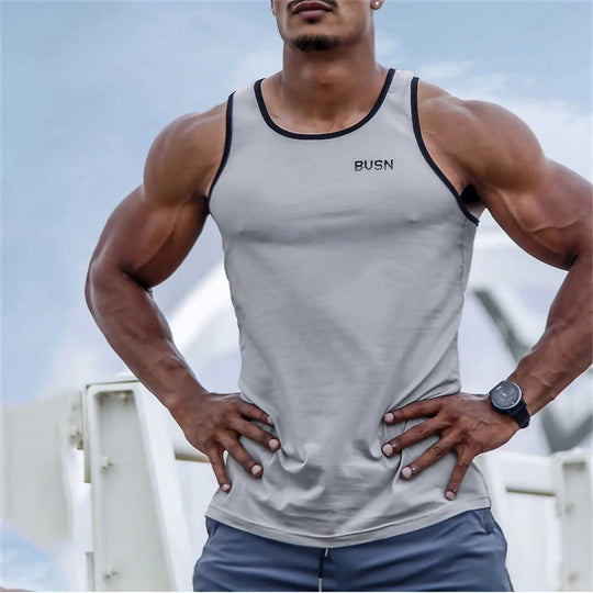 Mens Summer Casual Tank Top For Muscle Fitness S - side view showing details