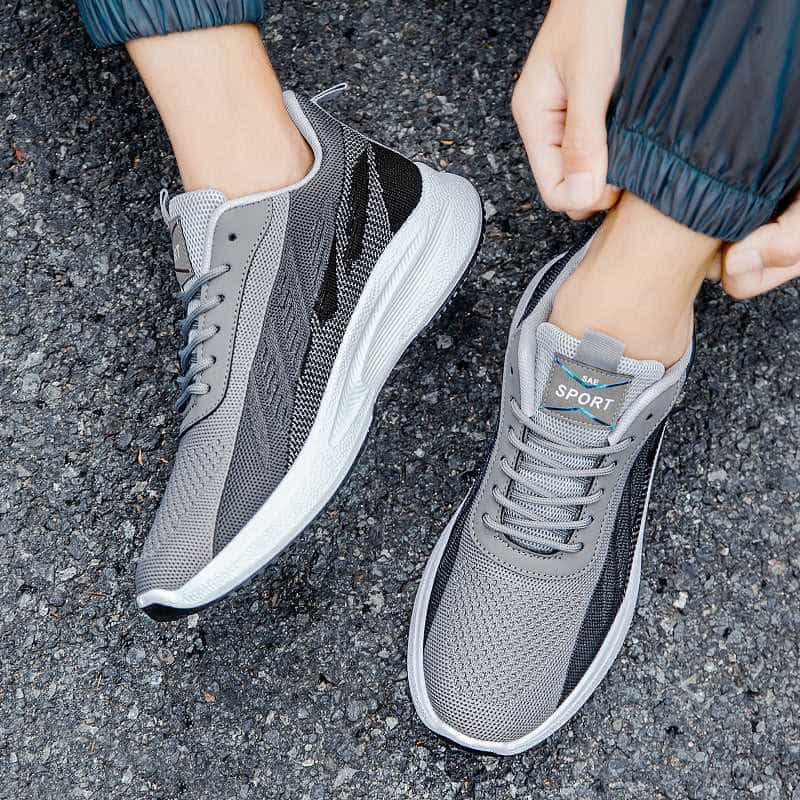 Color-blocked Mesh Sneakers Men Breathable Comfortable Casual Fashion Lace Up Wear-resistant Walking Running Sports Shoes 