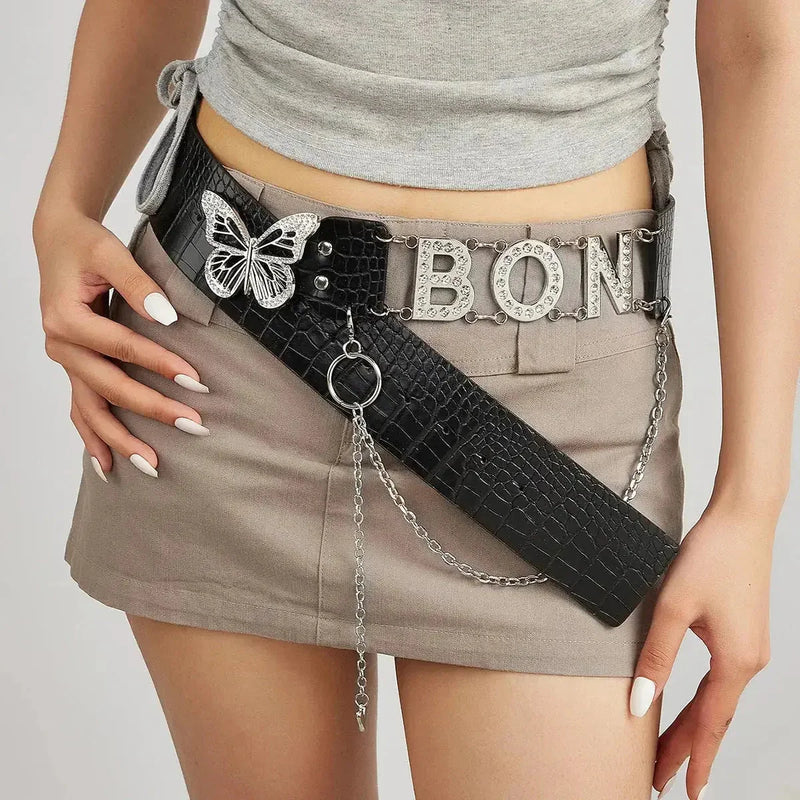 butterfly-shaped belt buckle | stainless-steel belt hardware | adjustable leather belt | ultrasonic cleaning