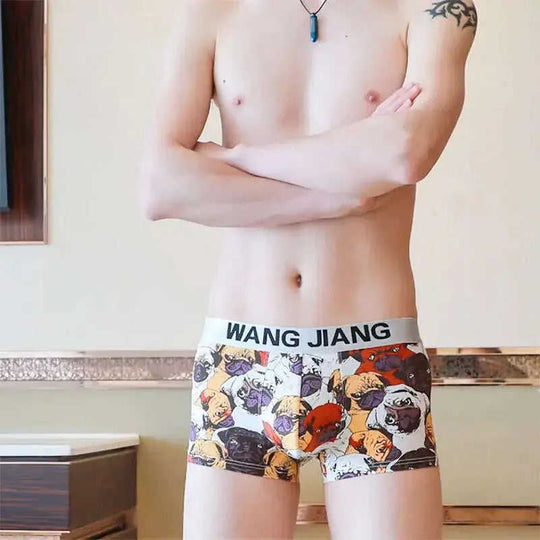 Men's Ice Silk Boxer Briefs Summer Breathable Printed Underwear Meifu Market