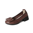 Low-cut Authentic Leather Women's Mid Heel Slip-on Round Head Pumps Meifu Market