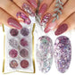 8 Box Mix Glitter Nail Art Powder Flakes Set - close-up detail (pattern: check | style: trendy)