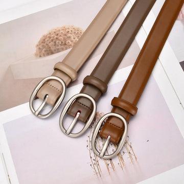 Women's Winter Jeans Strap Pant Belt Decoration Thin Belt Cowhide Black South Korea Simple meifu market